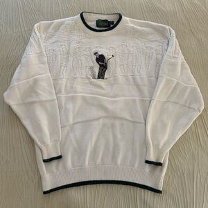 Vintage Fairway Sport 100% cotton Knit Made in USA Golf Sweater, size Large